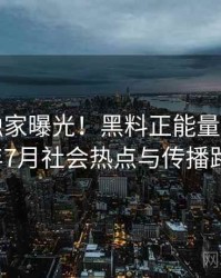0738. 独家曝光！黑料正能量往期2021年7月社会热点与传播路径