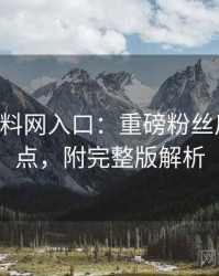 0881. 黑料网入口：重磅粉丝后援会盘点，附完整版解析