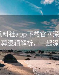 0032. 黑料社app下载官网深度追踪：财经内幕逻辑解析，一起深挖真相