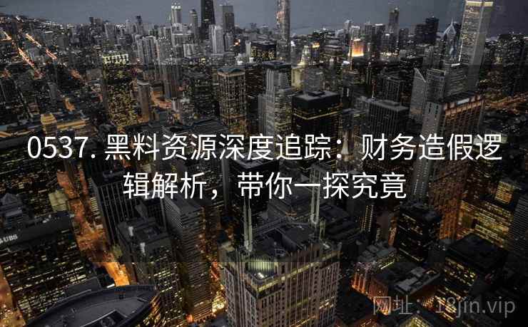 0537. 黑料资源深度追踪:财务造假逻辑解析,带你一探究竟 0537. 黑料资源深度追踪:财务造假逻辑解析,带你一探究竟